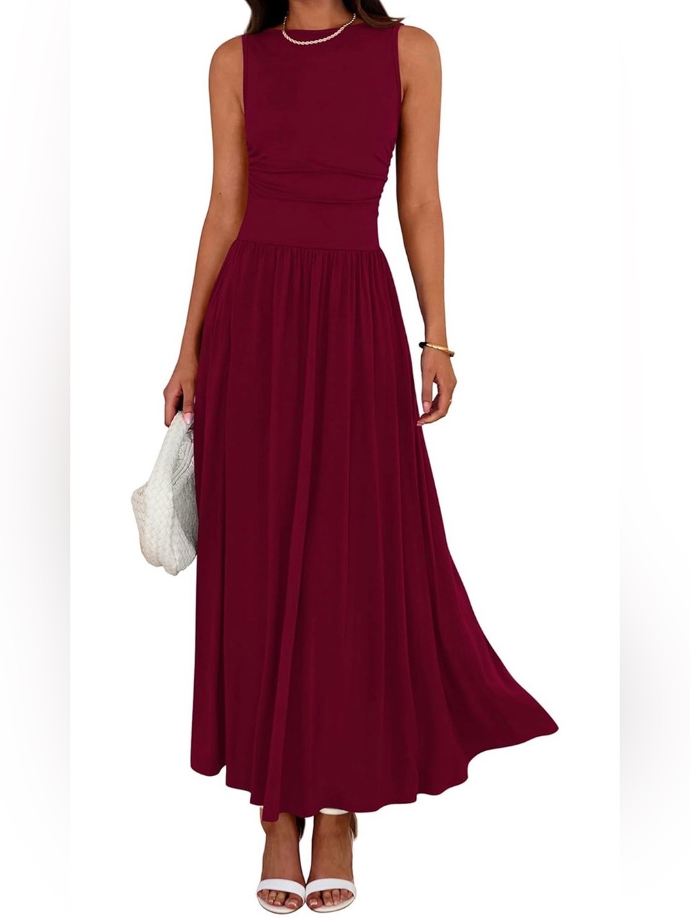 Sleeveless Maxi Dress in Deep Wine Red